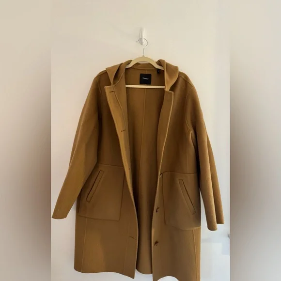 Theory Hooded Camel Wool Cashmere Blend Jacket - Picture 2 of 7